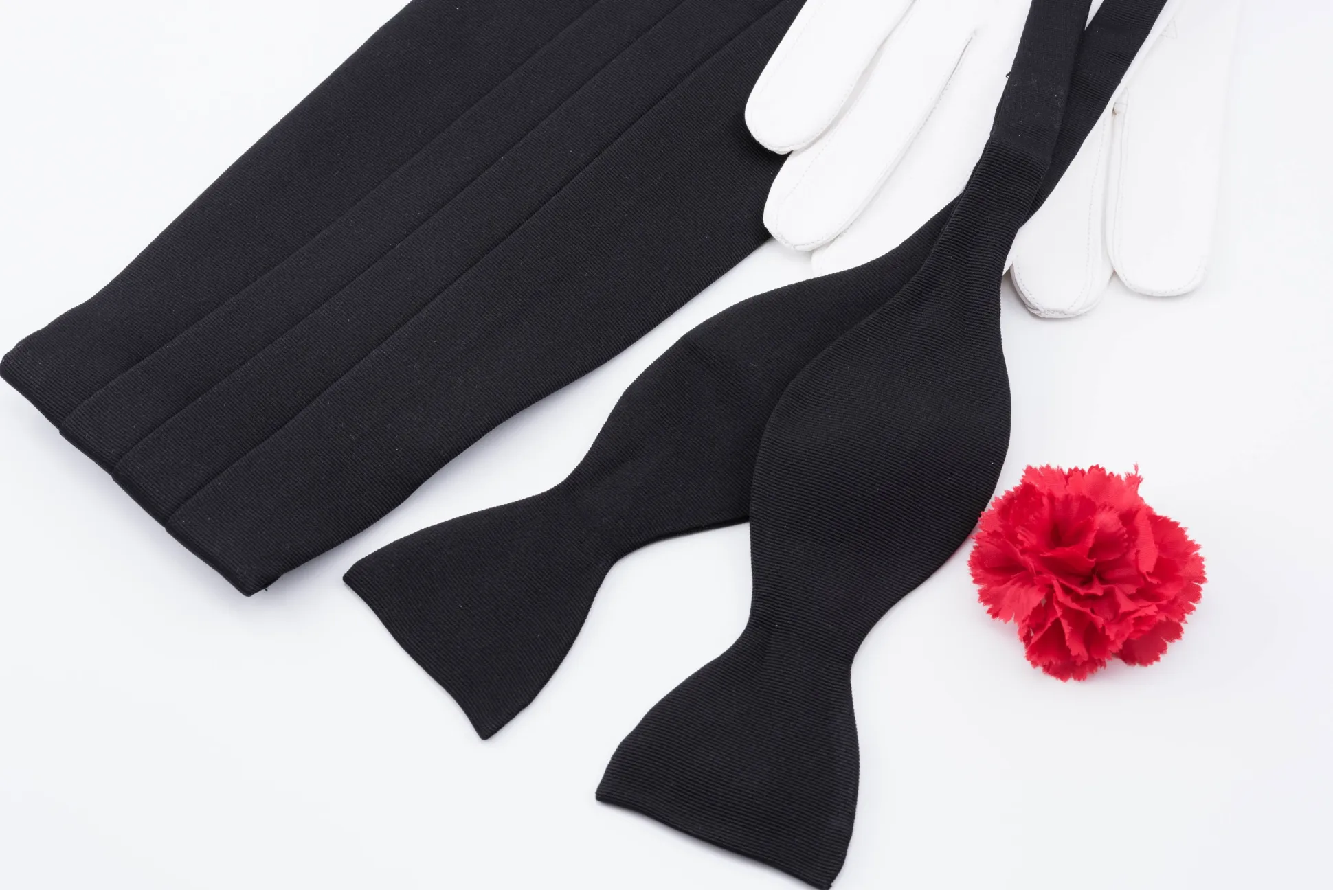 Black Silk Faille Grosgrain Cummerbund