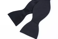 Black Silk Satin Butterfly Self-Tie Bow Tie