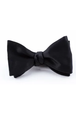 Black Silk Satin Butterfly Self-Tie Bow Tie