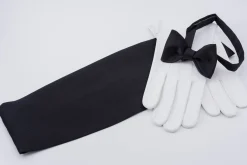 Black Single-End Butterfly Silk Satin Bow Tie