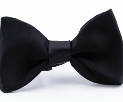 Black Single-End Butterfly Silk Satin Bow Tie
