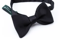 Black Single-End Butterfly Silk Satin Bow Tie
