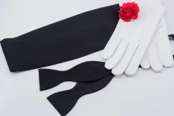 Black Single-End Butterfly Silk Satin Bow Tie