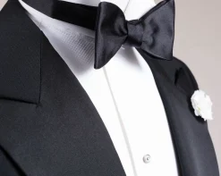 Black Single-End Butterfly Silk Satin Bow Tie