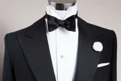 Black Single-End Butterfly Silk Satin Bow Tie