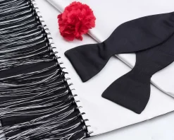 Black Single-End Butterfly Silk Satin Bow Tie