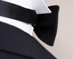Black Single-End Butterfly Silk Satin Bow Tie