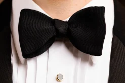 Black Single End Silk Faille Grosgrain Bow Tie