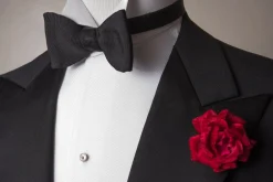 Black Single End Silk Faille Grosgrain Bow Tie