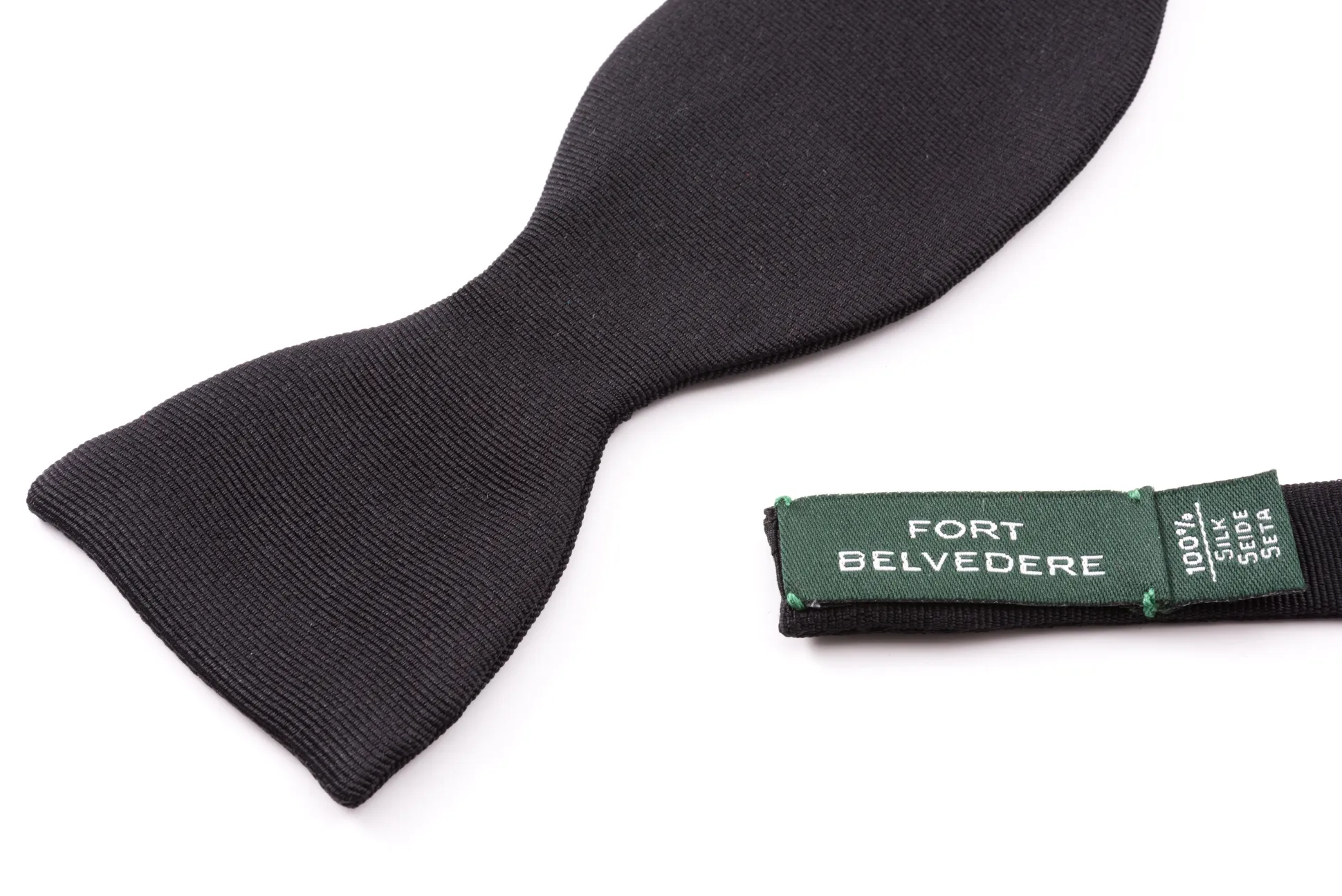 Black Single End Silk Faille Grosgrain Bow Tie