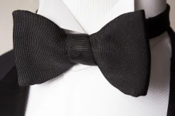 Black Single End Silk Faille Grosgrain Bow Tie