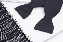 Black Single End Silk Moiré Bow Tie