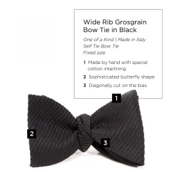 Black Single-End Wide Rib Grosgrain Bow Tie