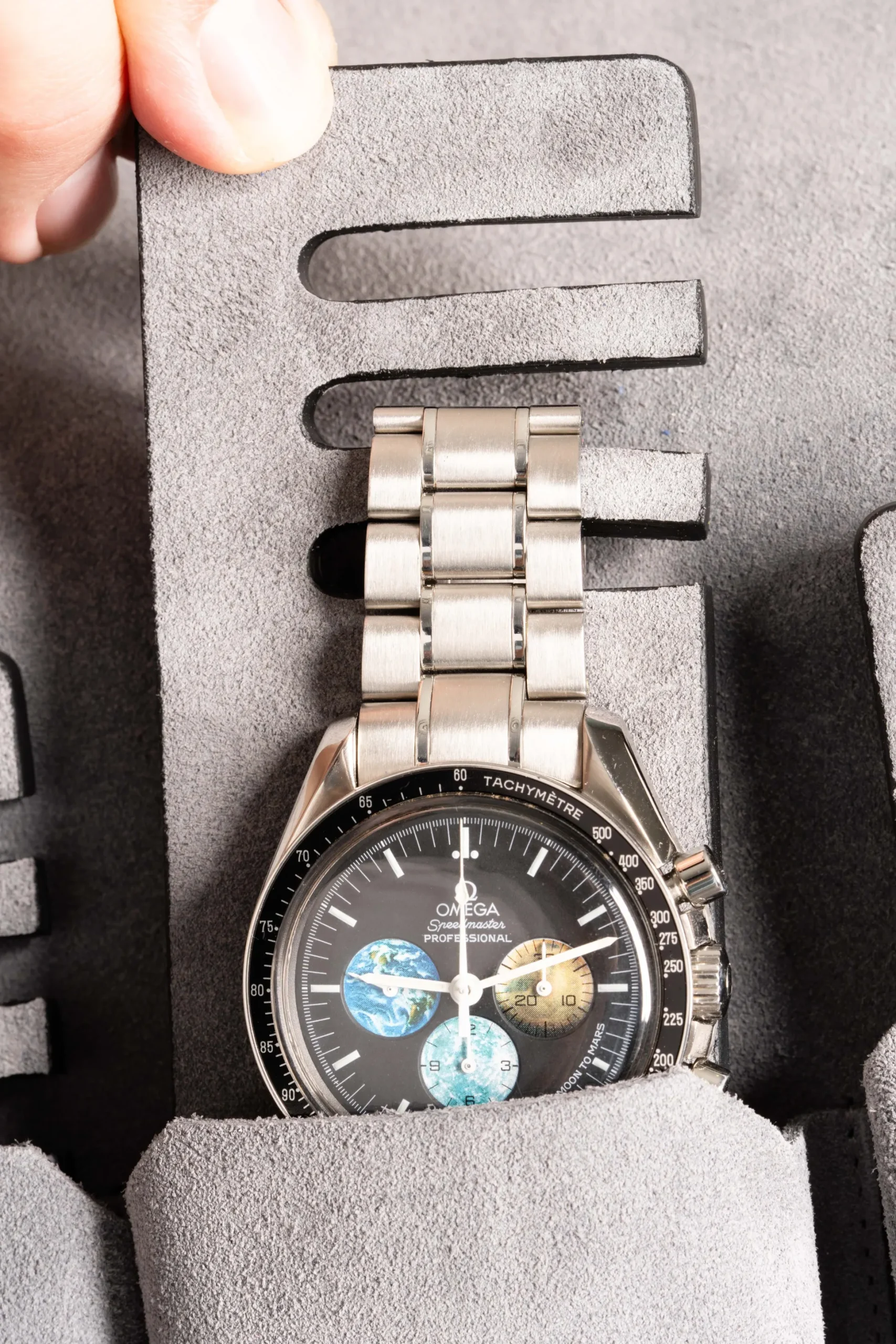 Black Togo & Gray Suede Leather Watch Case