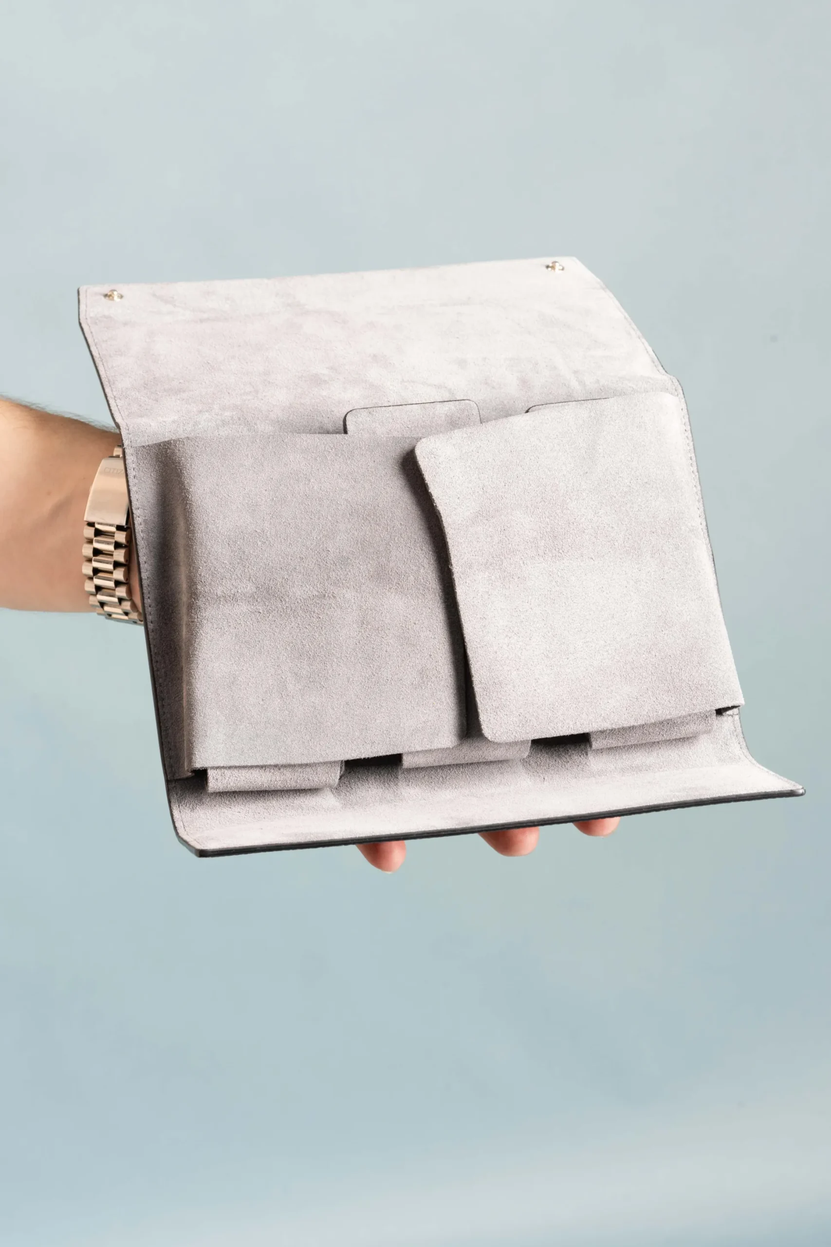 Black Togo & Gray Suede Leather Watch Case