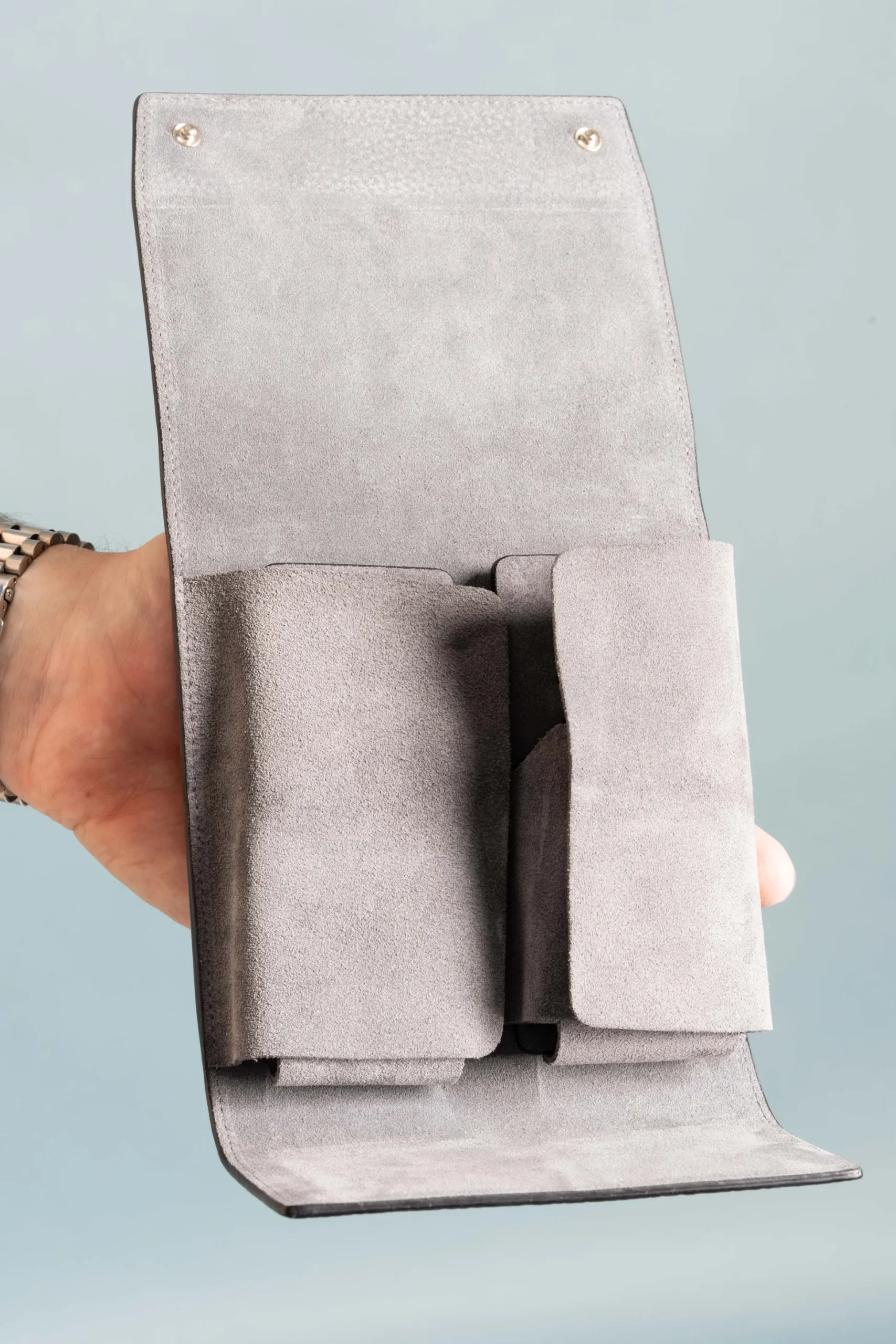 Black Togo & Gray Suede Leather Watch Case