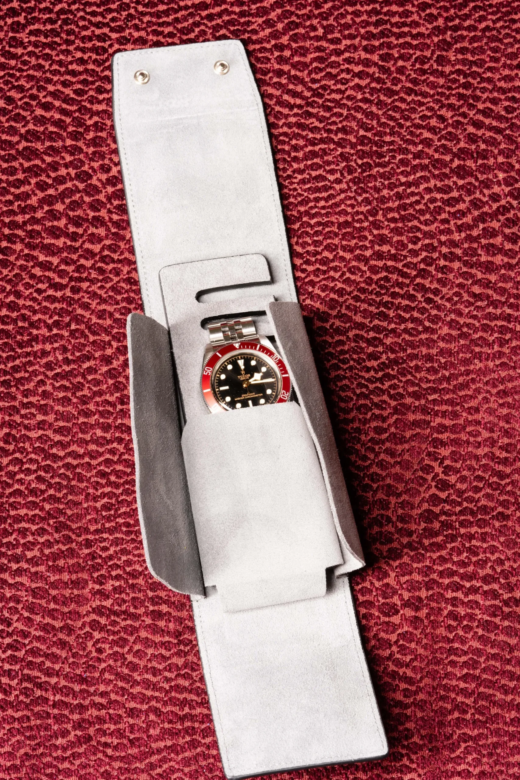 Black Togo & Gray Suede Leather Watch Case