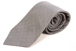 Black & White Prince of Wales Check Silk Tie