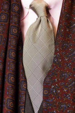 Black & White Prince of Wales Check Silk Tie