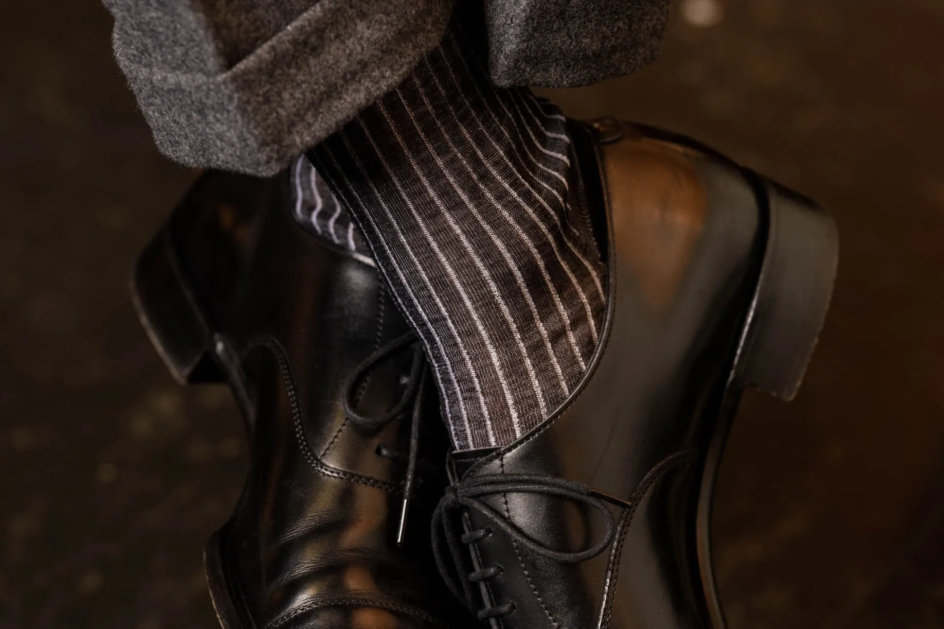Black & White Shadow Stripe Lightweight Cotton Socks