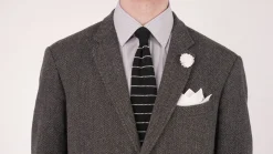 Black & White Striped Silk Knit Tie