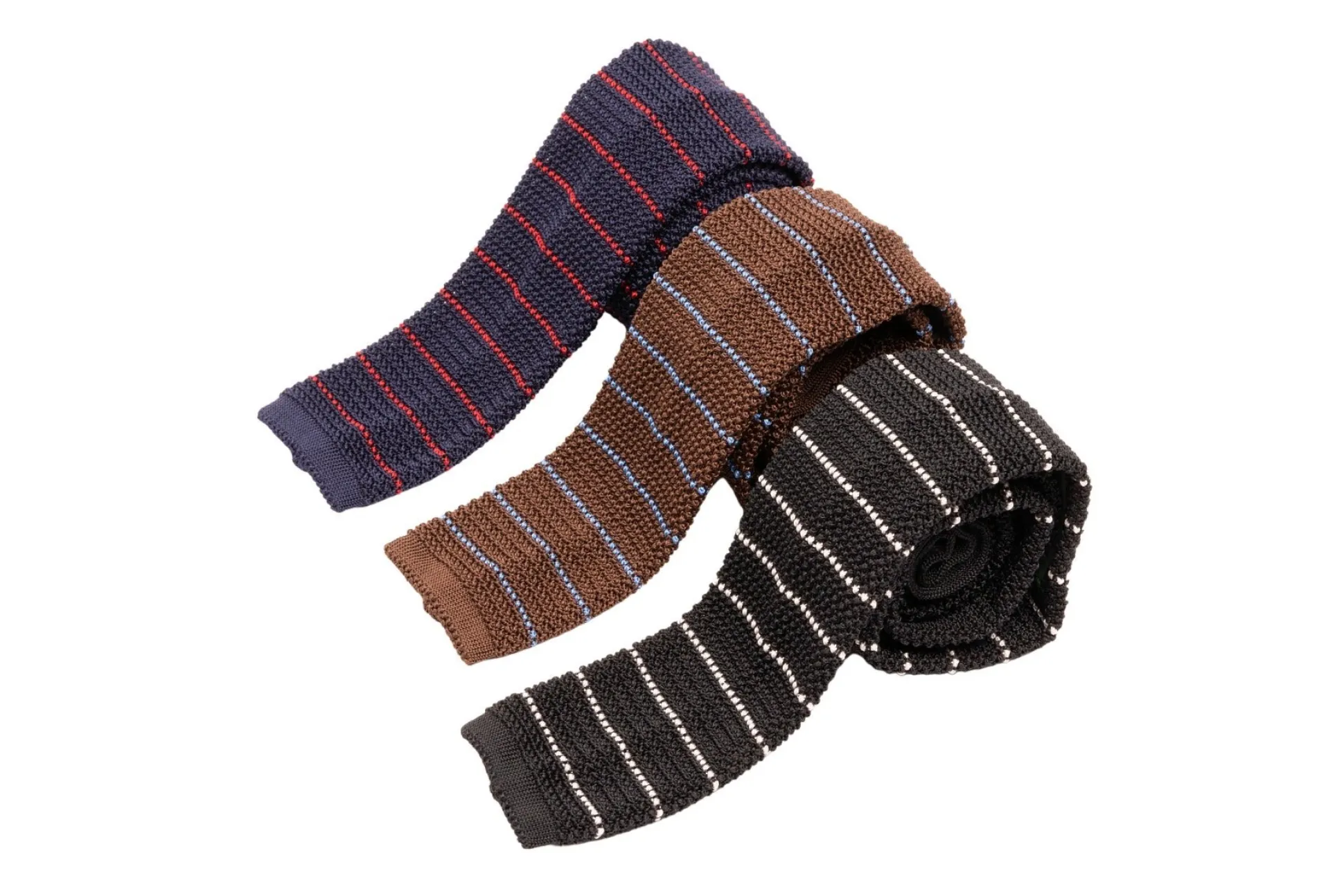 Black & White Striped Silk Knit Tie