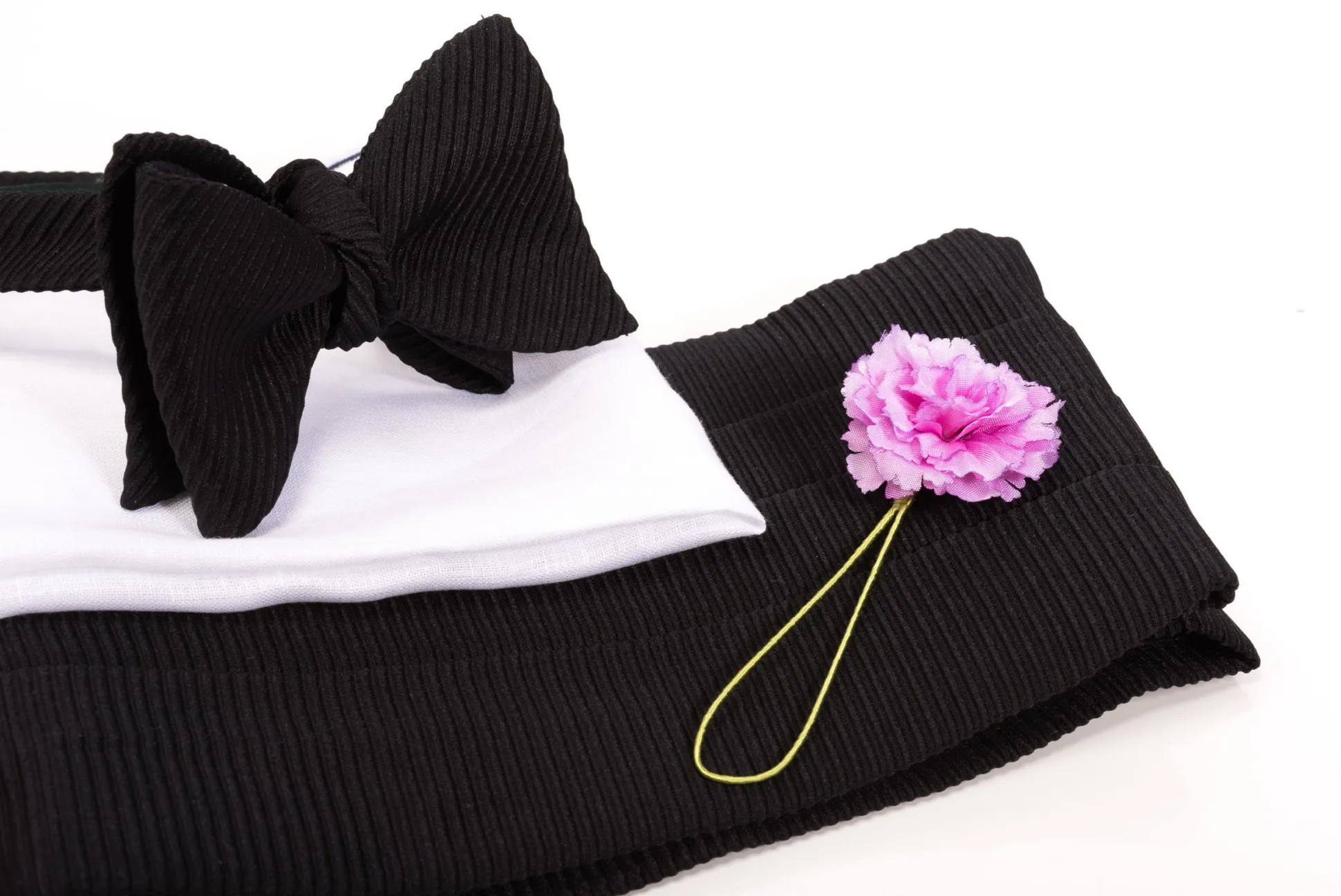 Black Wide Ribbed Grosgrain Silk Cummerbund