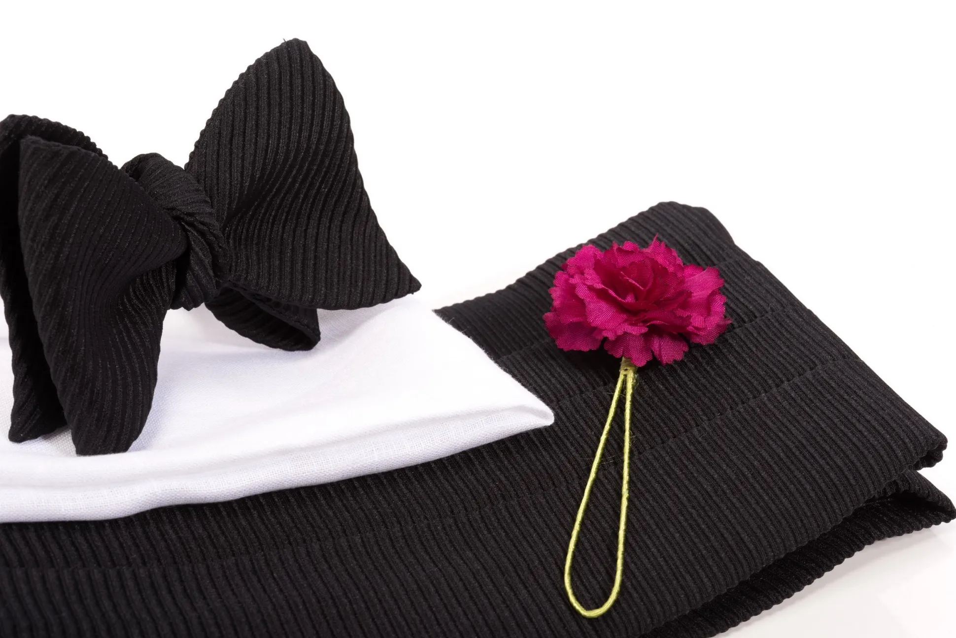 Black Wide Ribbed Grosgrain Silk Cummerbund