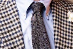 Blue & Brown Mottled Silk Knit Tie