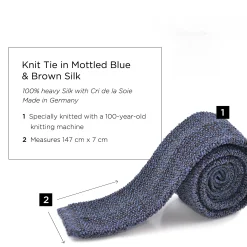Blue & Brown Mottled Silk Knit Tie