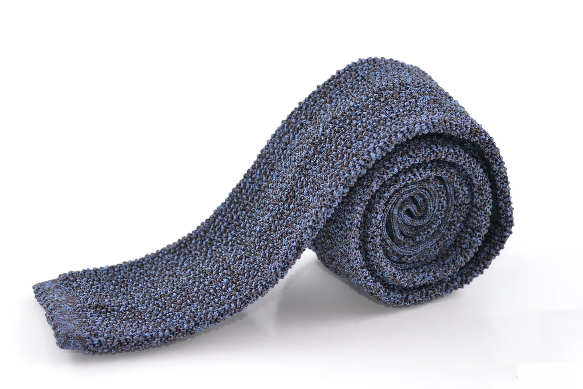 Blue & Brown Mottled Silk Knit Tie