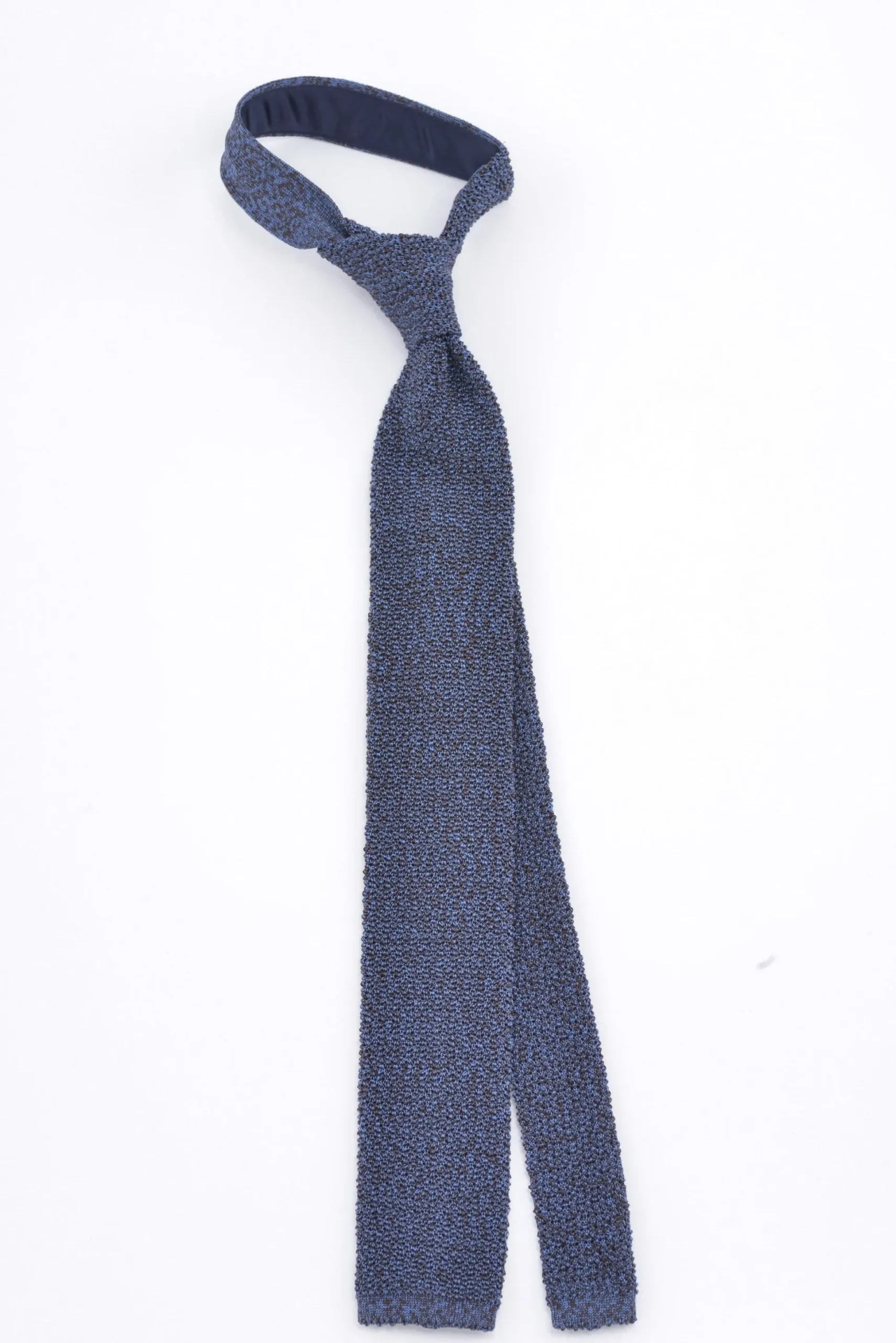 Blue & Brown Mottled Silk Knit Tie