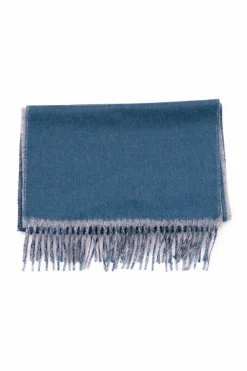 Blue & Gray Double Sided Alpaca Scarf