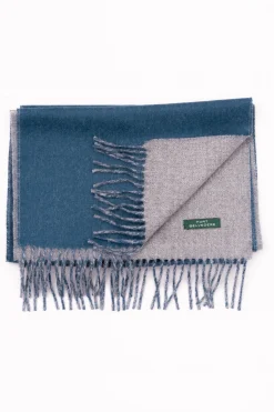 Blue & Gray Double Sided Alpaca Scarf