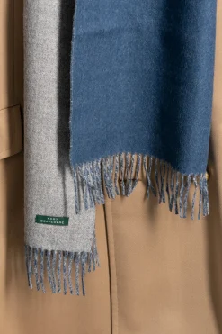 Blue & Gray Double Sided Alpaca Scarf