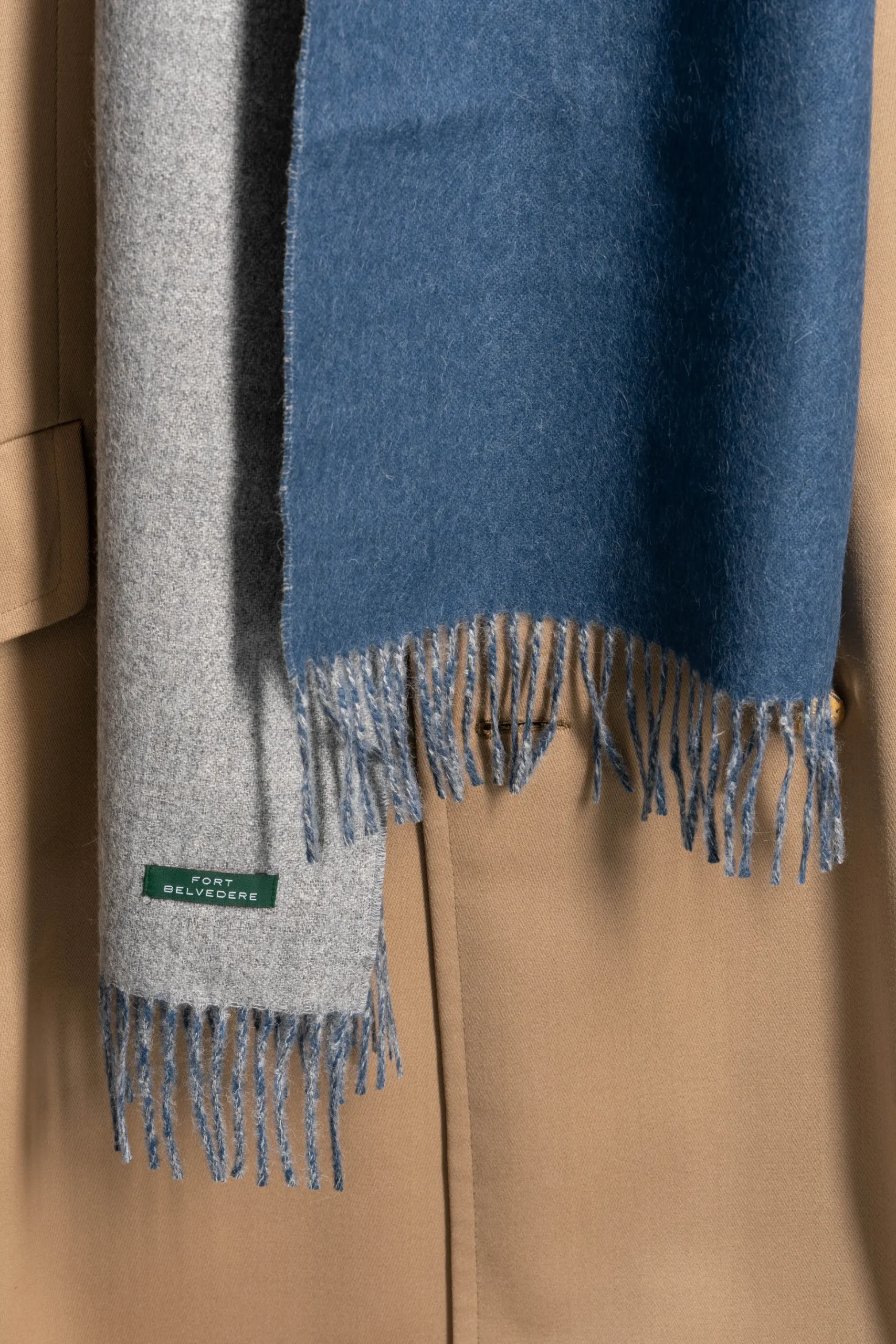 Blue & Gray Double Sided Alpaca Scarf