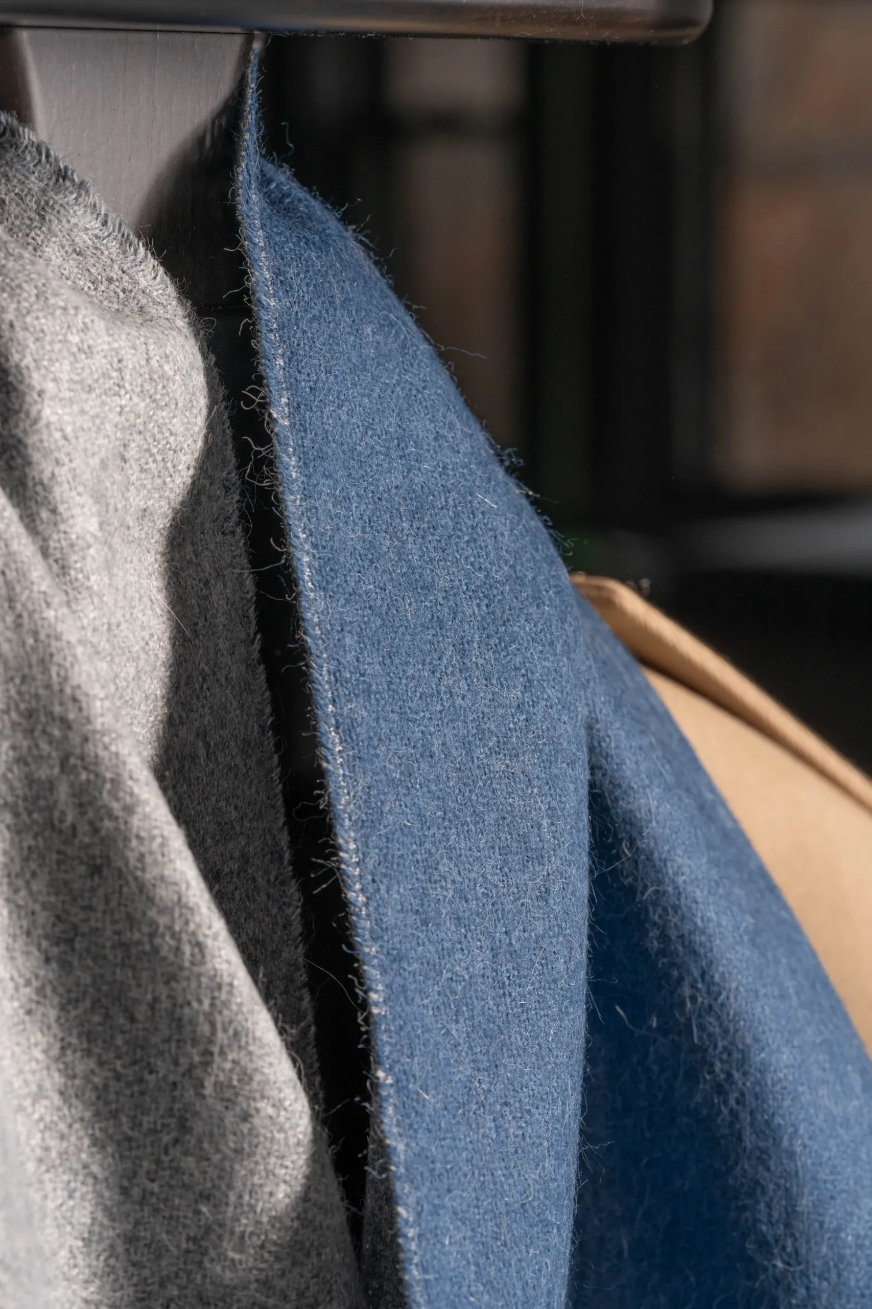 Blue & Gray Double Sided Alpaca Scarf