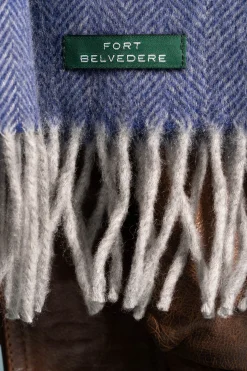 Blue Herringbone Cashmere Scarf