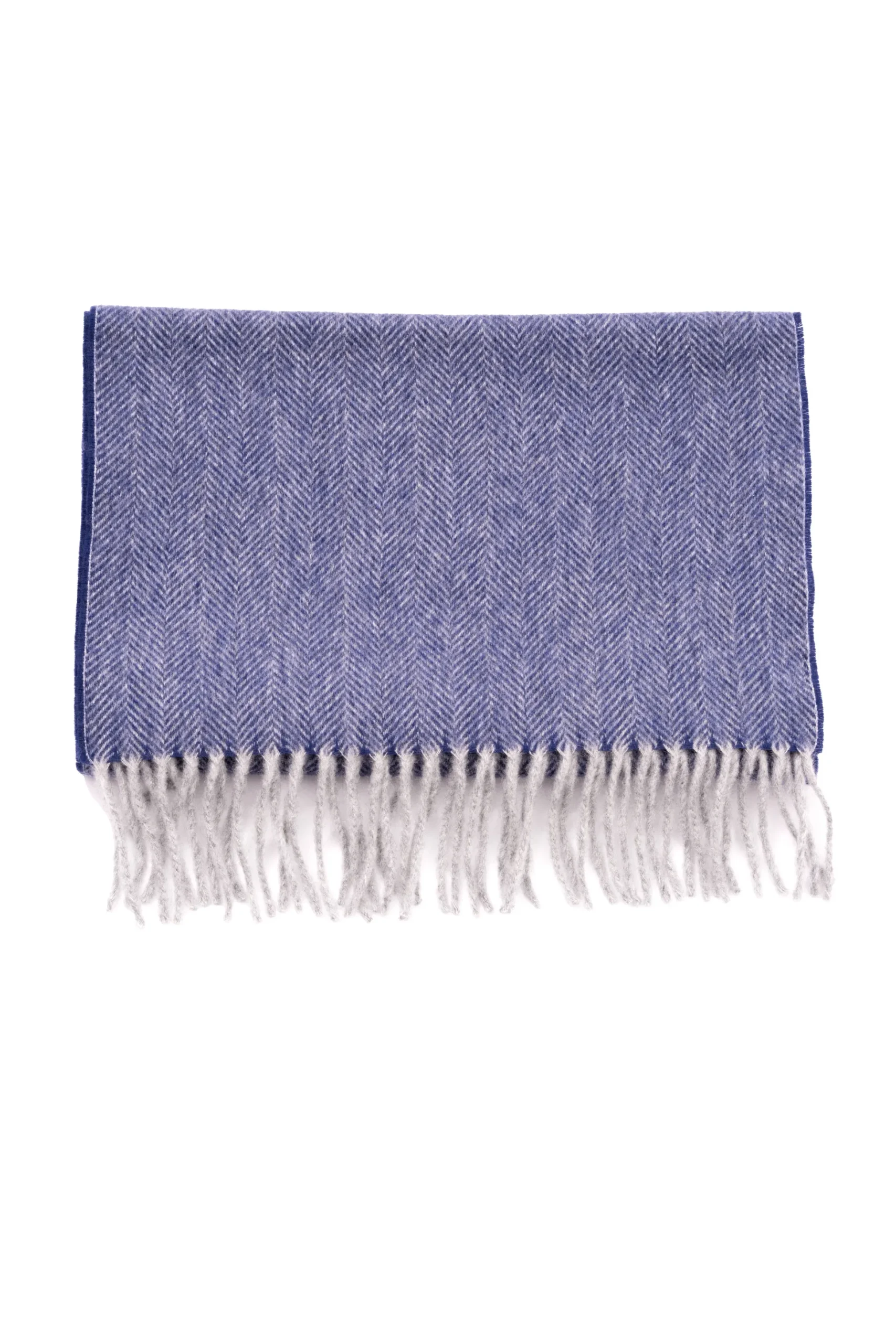 Blue Herringbone Cashmere Scarf