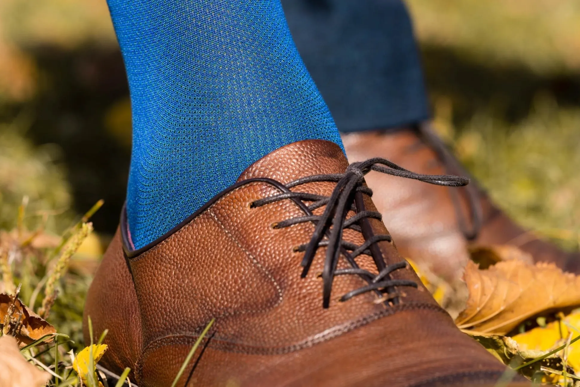 Blue & Malachite Green Two-Tone Cotton Socks