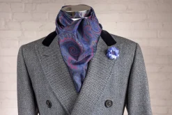 Blue Paisley & Plaid Double Sided Scarf