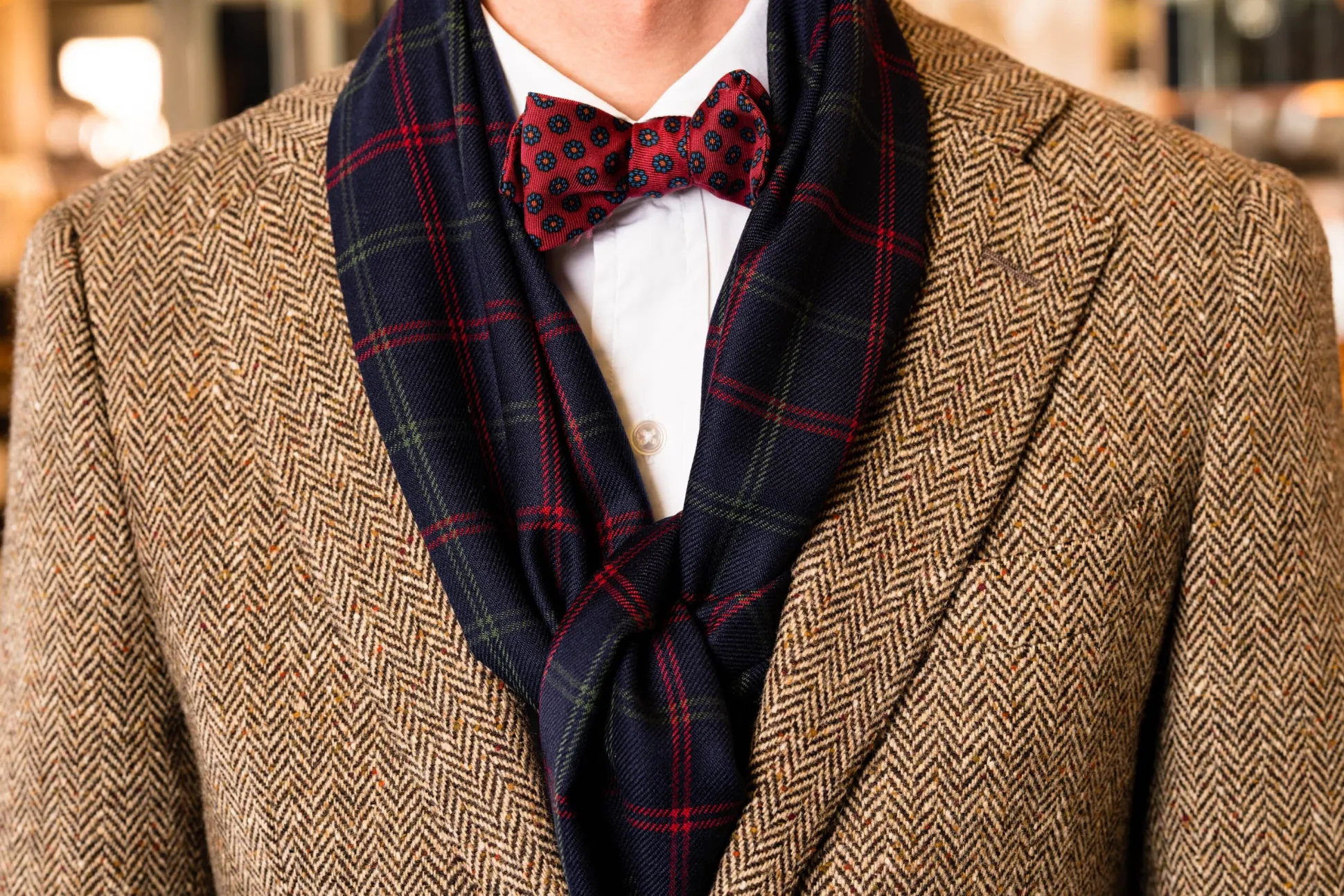 Blue Paisley & Plaid Double Sided Scarf