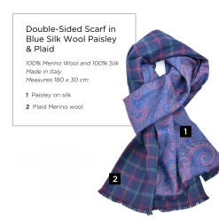 Blue Paisley & Plaid Double Sided Scarf
