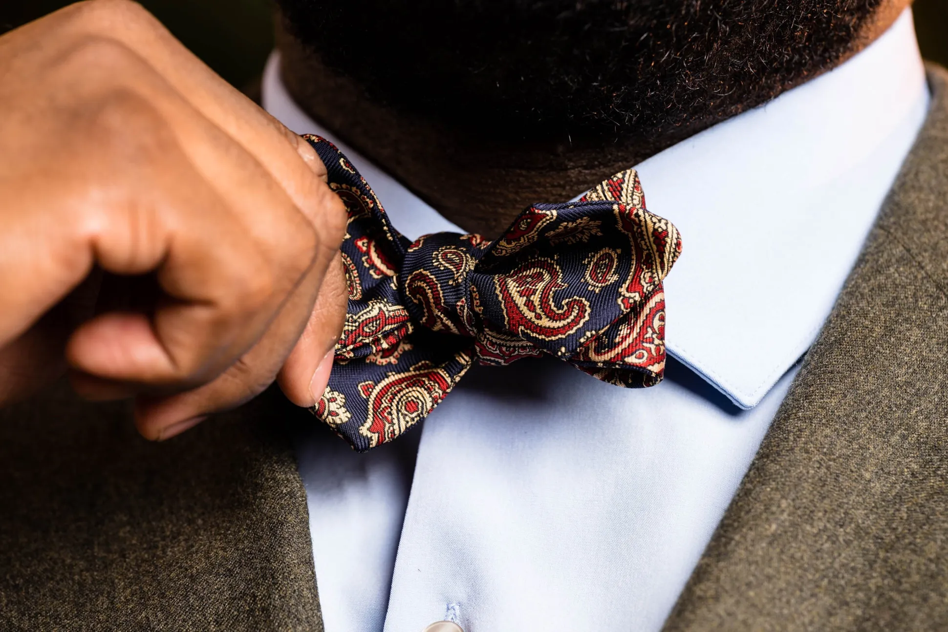 Blue & Red Paisley Ancient Madder Silk Bow Tie