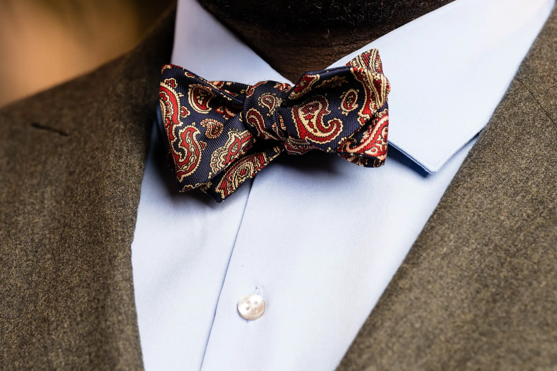 Blue & Red Paisley Ancient Madder Silk Bow Tie