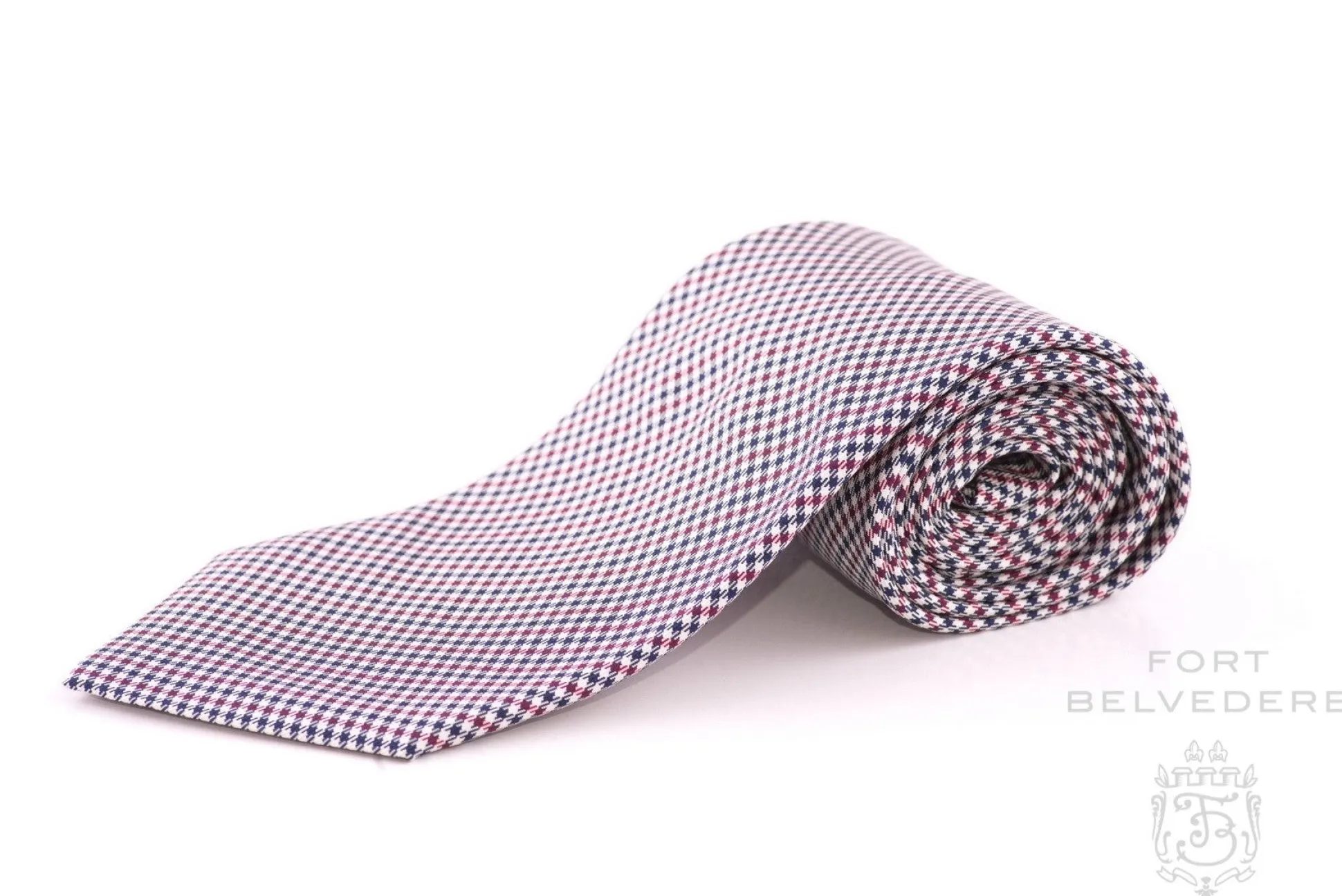 Blue & Red Shepherd's Check Silk Tie
