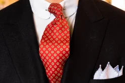 Blue X-Stitch Edge Linen Pocket Square