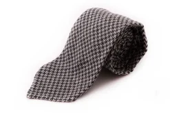 Bottle Green & Gray Houndstooth Silk Bourette Tie