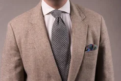 Bottle Green & Gray Houndstooth Silk Bourette Tie