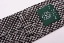 Bottle Green & Gray Houndstooth Silk Bourette Tie